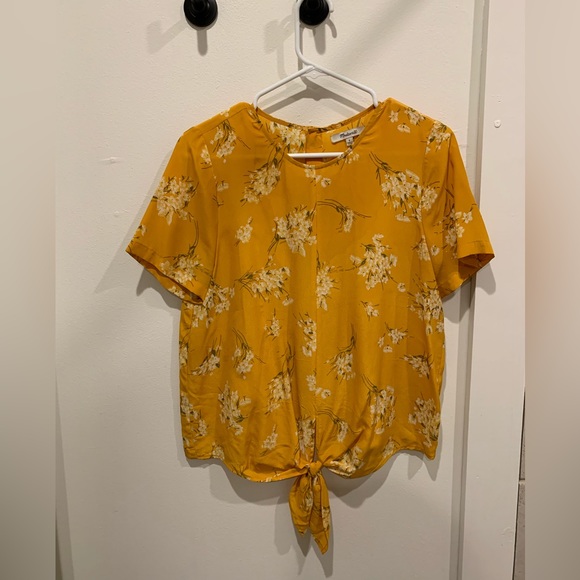 Madewell Silk Button-Back Tie Tee in Butterfly Garden - Picture 2 of 4